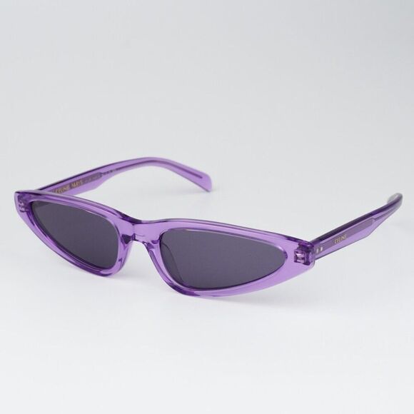 NEW Celine CL40231I 81Y Shiny Transparent Violet Geometric Women Sunglasses - Picture 4 of 11